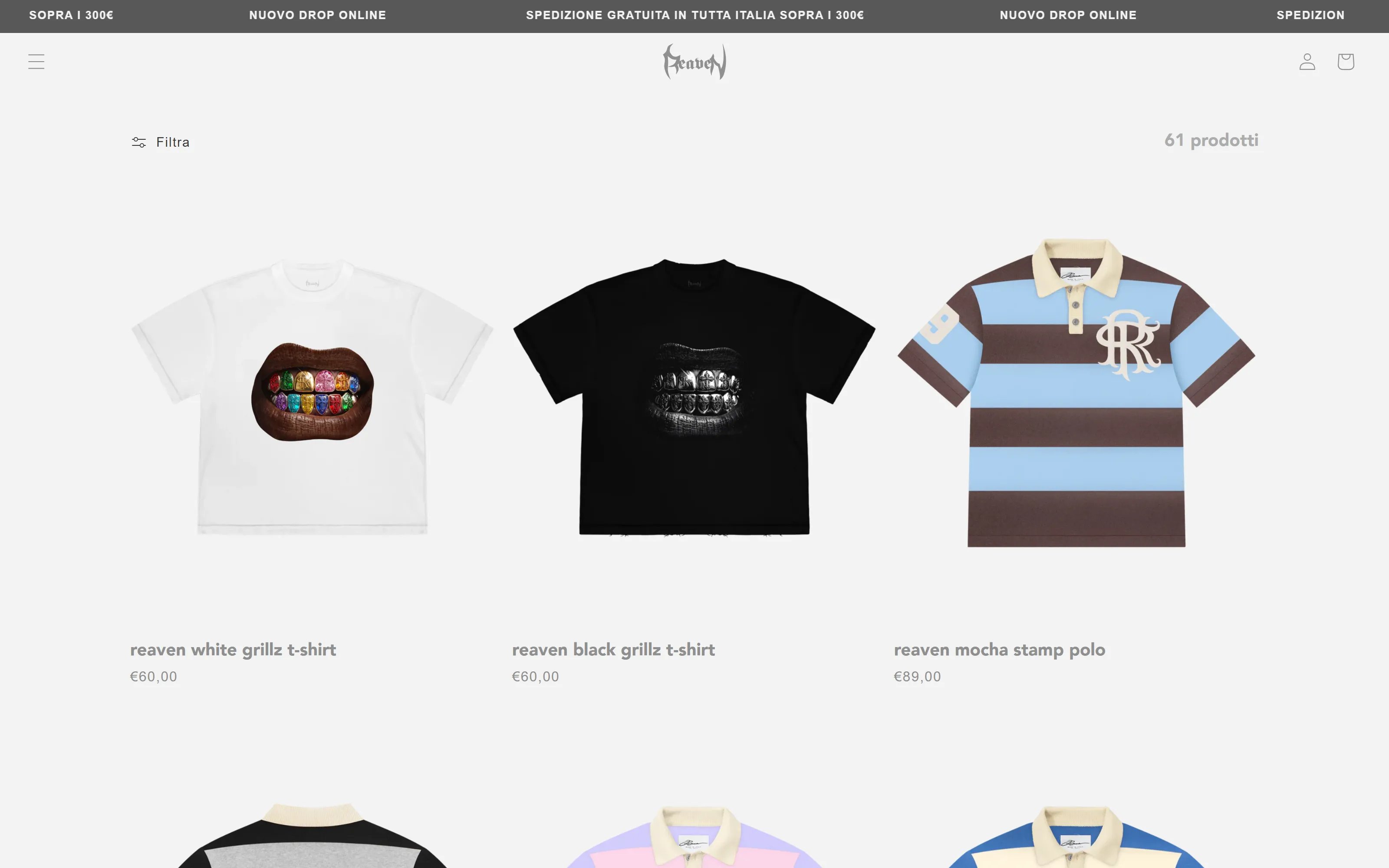 Reaven featured collection: graphic tees and polos from the current drop